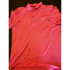 Fairway and Greene Golf Polo Shirt Striped Short Sleeve Pink Casual